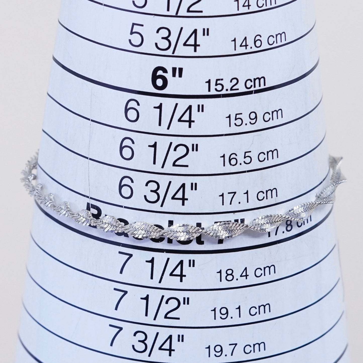 7”, 4mm, Vintage sterling silver bracelet, 925 twisted herringbone chain