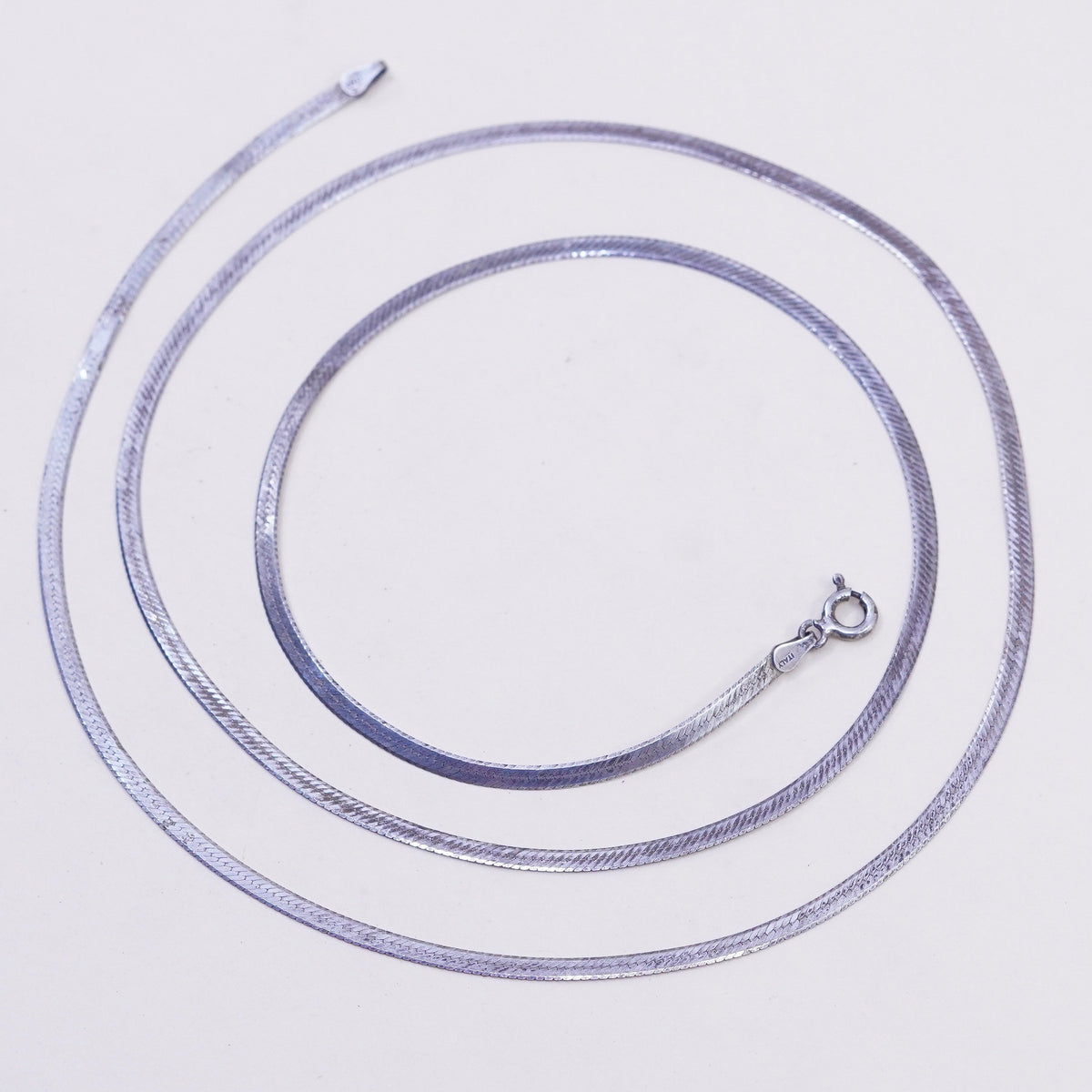 29”, 3mm, Vintage sterling silver necklace, Italy 925 herringbone chain