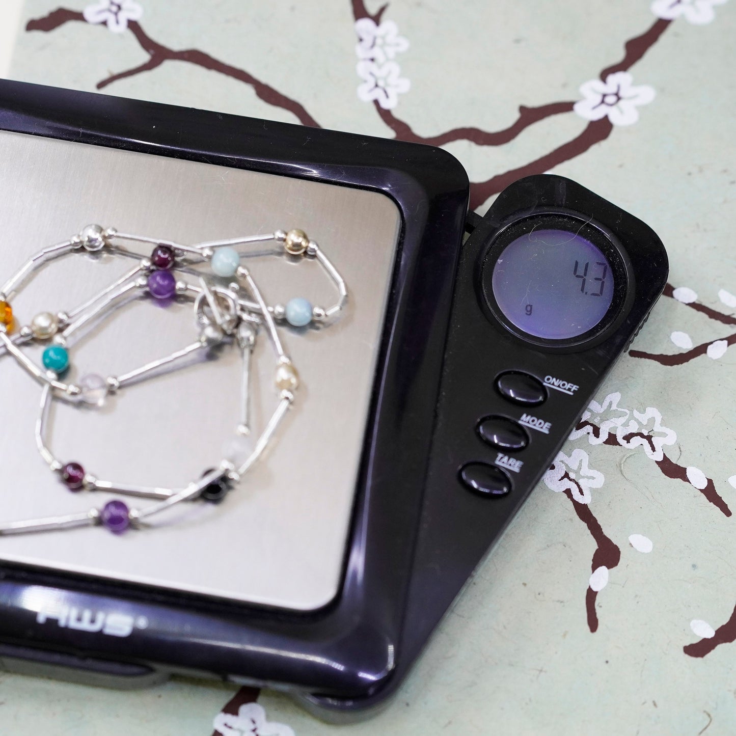 16”, Sterling silver handmade necklace, 925 chain with amethyst gemstones beads