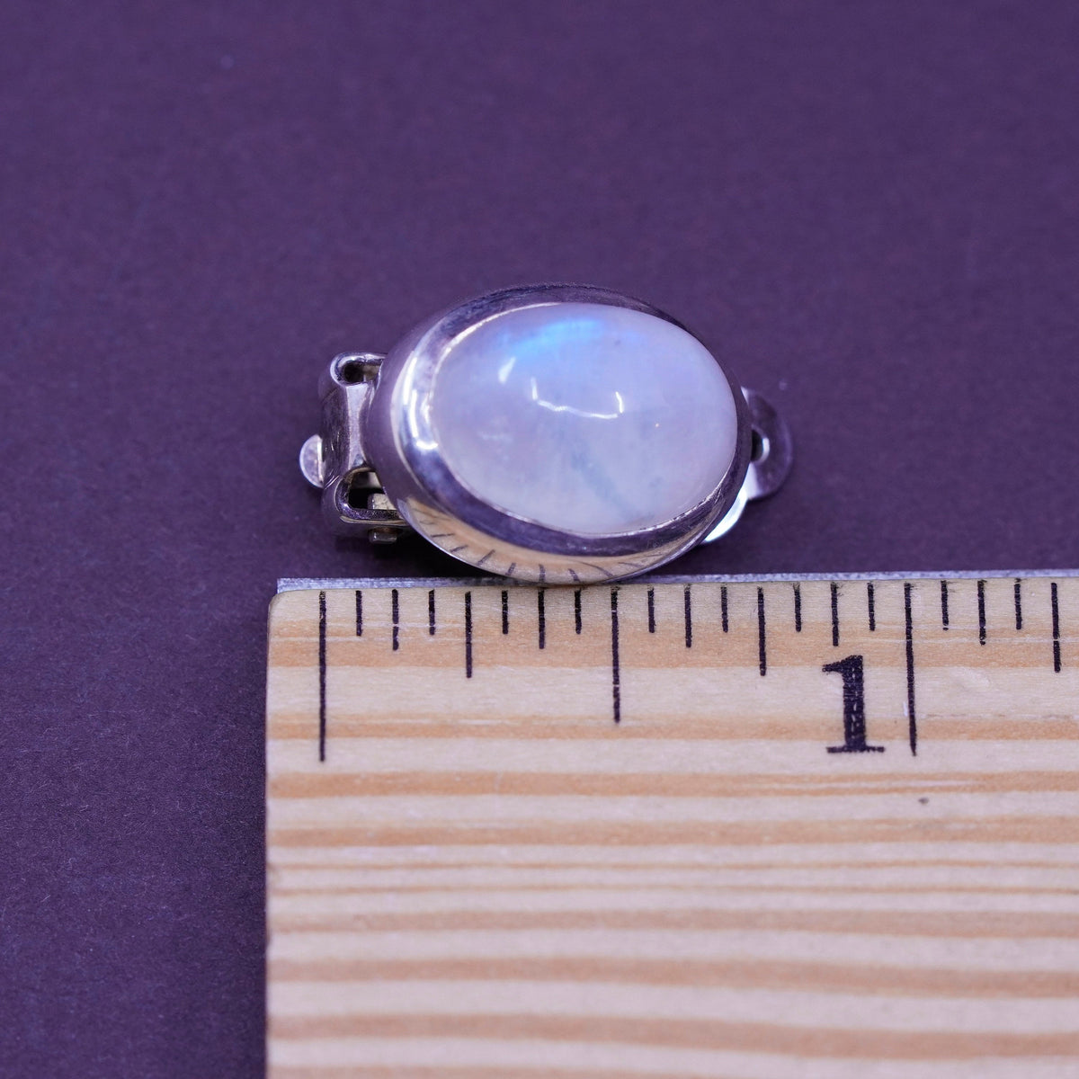 mexico Sterling silver handmade clip on, 925 modern earrings with moonstone