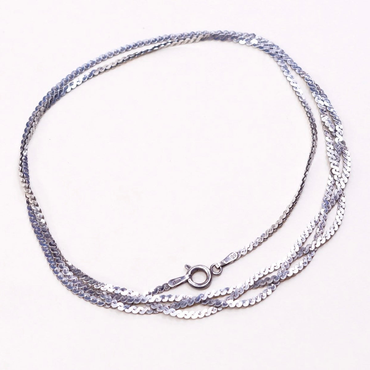 18", VTG Sterling silver handmade chain, 925 s-link woven necklace
