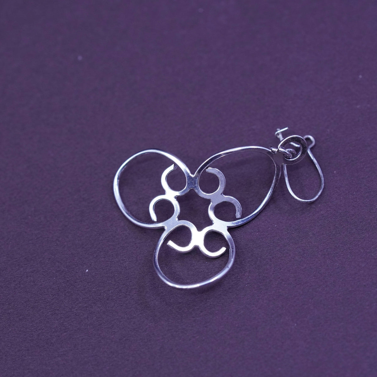 Vintage Sterling silver handmade earrings, twisted 925 filigree drops