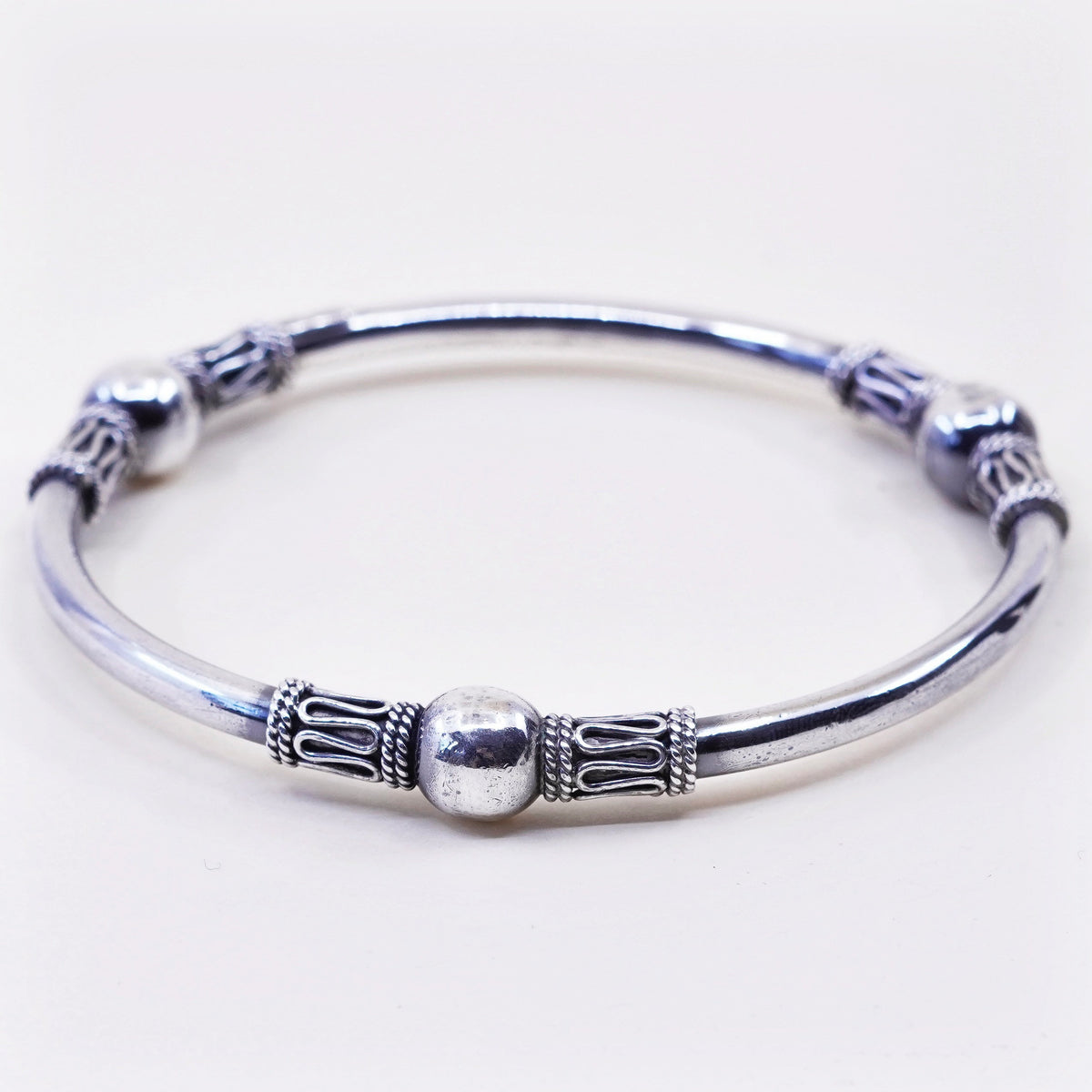 7.75”, vintage bali BA suarti sterling 925 silver handmade bracelet, bangle