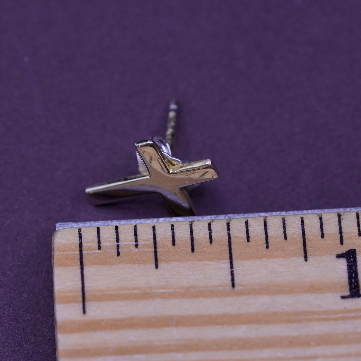 Vintage Sterling silver handmade earrings, 925 cross studs