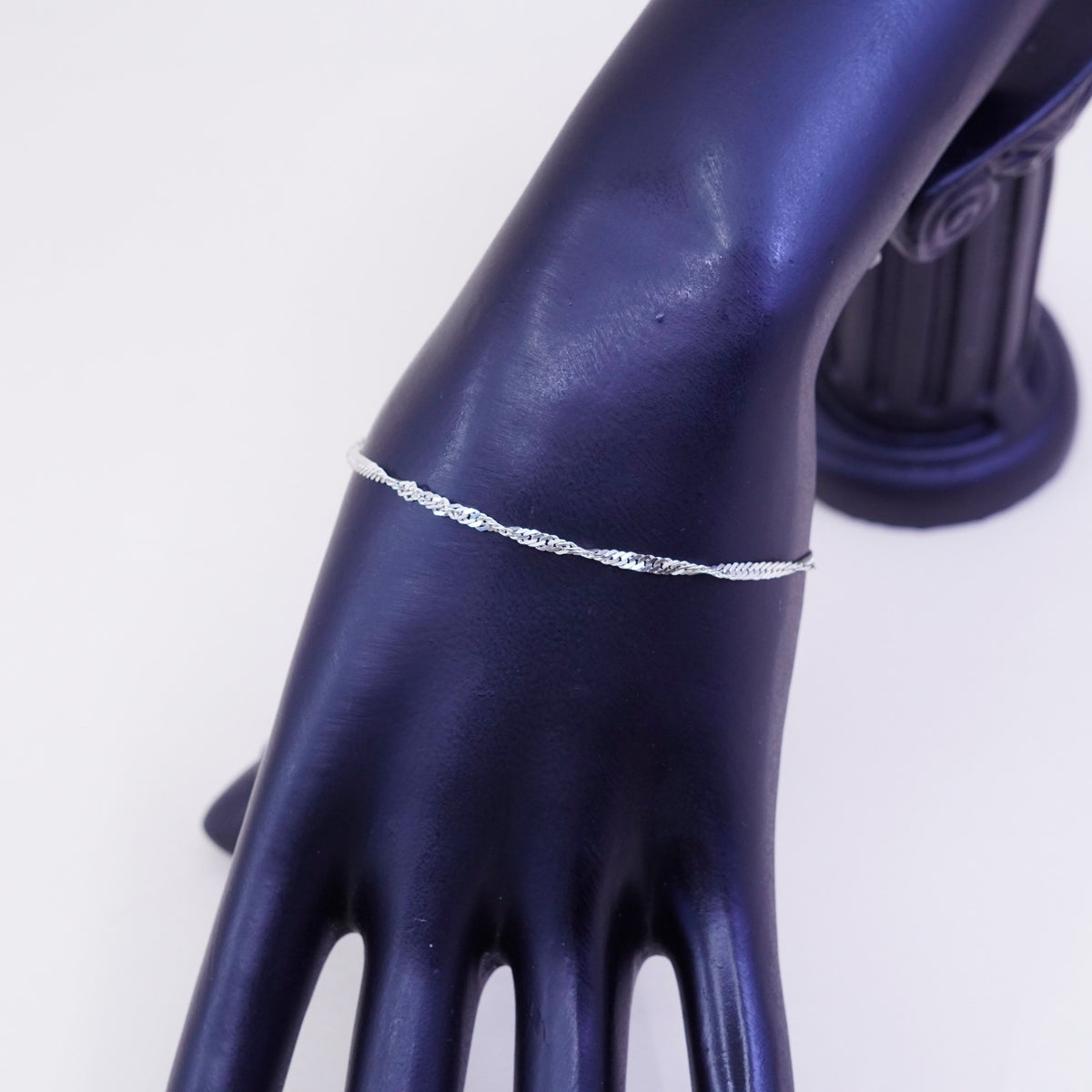 6.75”, 2mm, Vintage sterling silver bracelet, twisted curb link bracelet