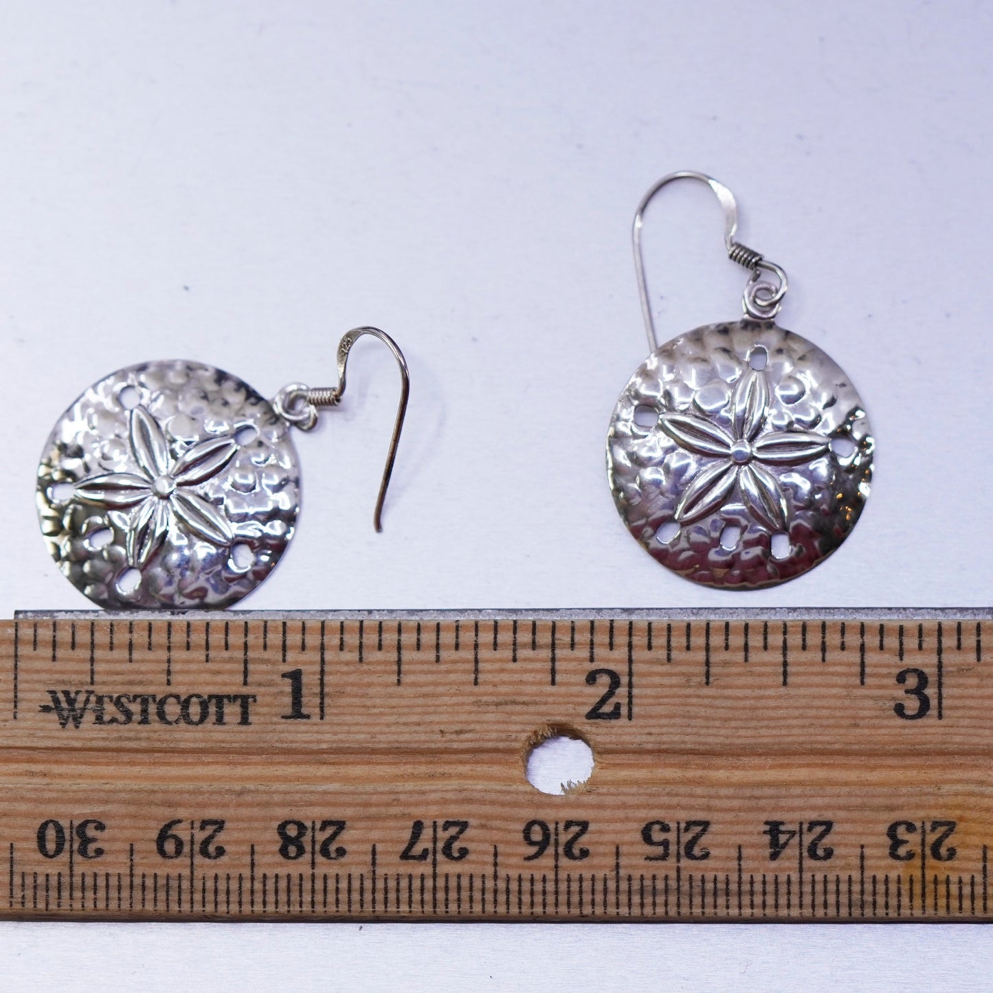Vintage Sterling 925 silver handmade sand dollar earrings