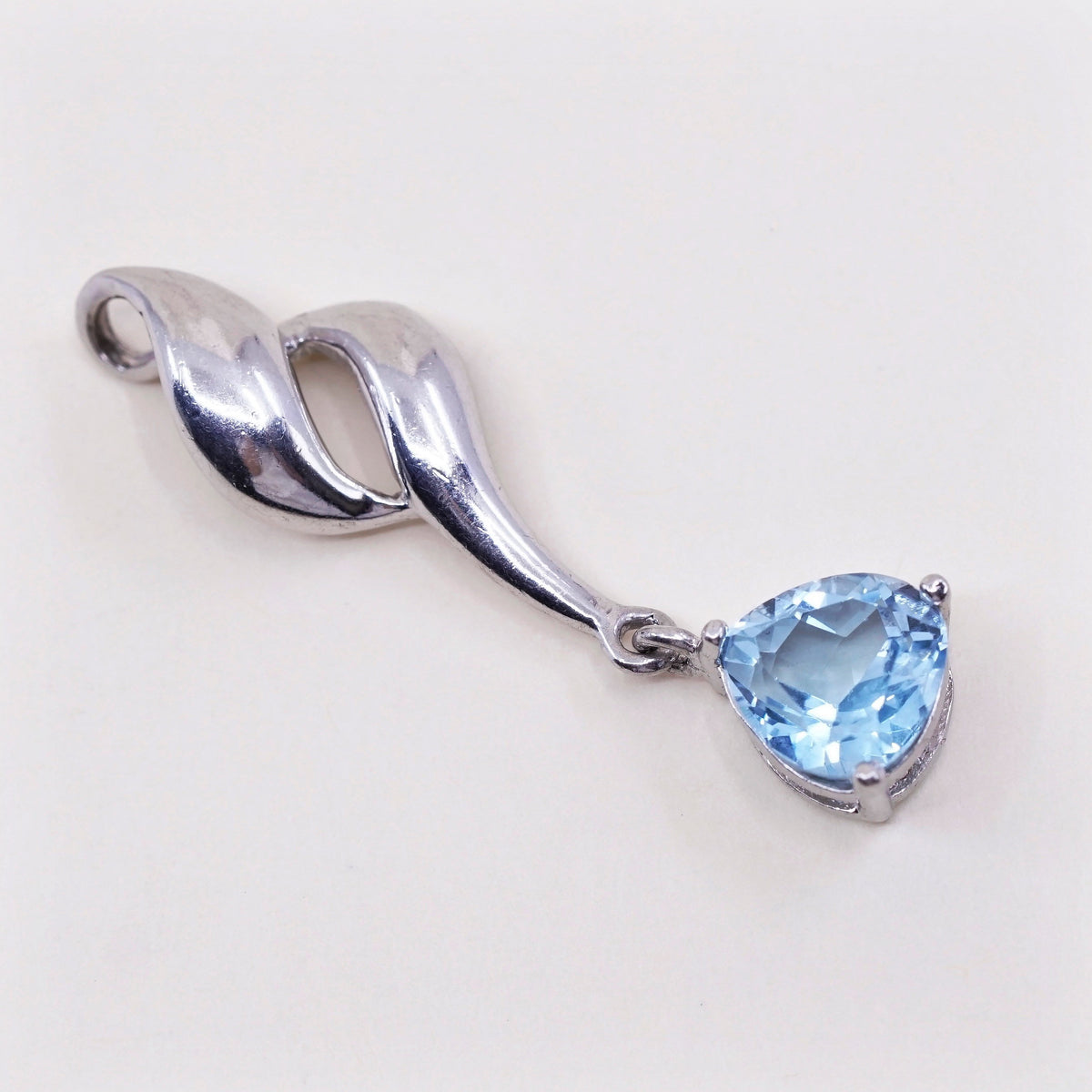 vintage VJ sterling 925 silver handmade pendant with topaz