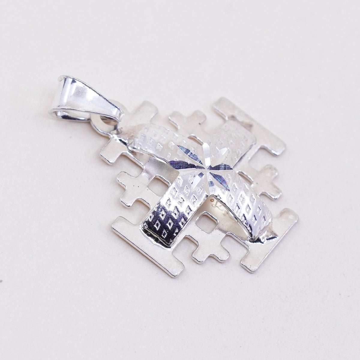 Sterling silver handmade pendant, 925 Jerusalem swirl Filigree cross pendant