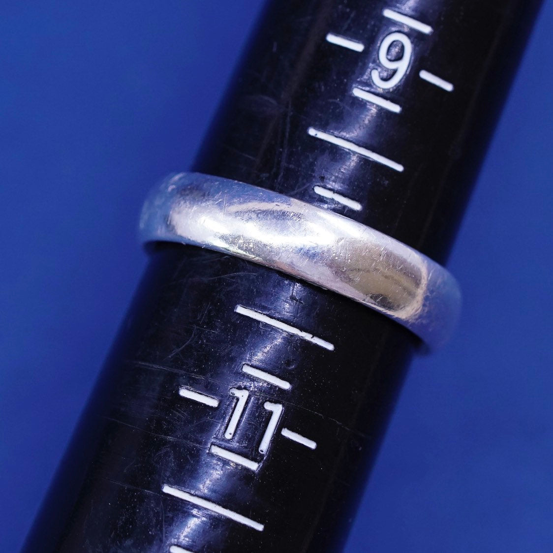 sz 10, vtg Sterling silver handmade ring, 925 wedding band