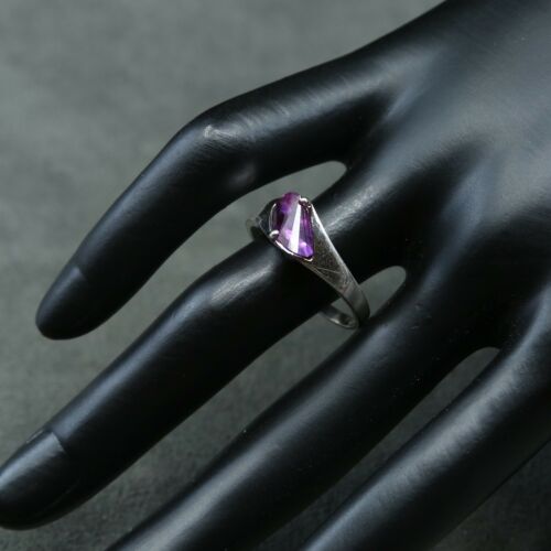 Sz 10.25, Sterling Silver Ring, 925 Silver Engagement Ring W/ pink Crystal