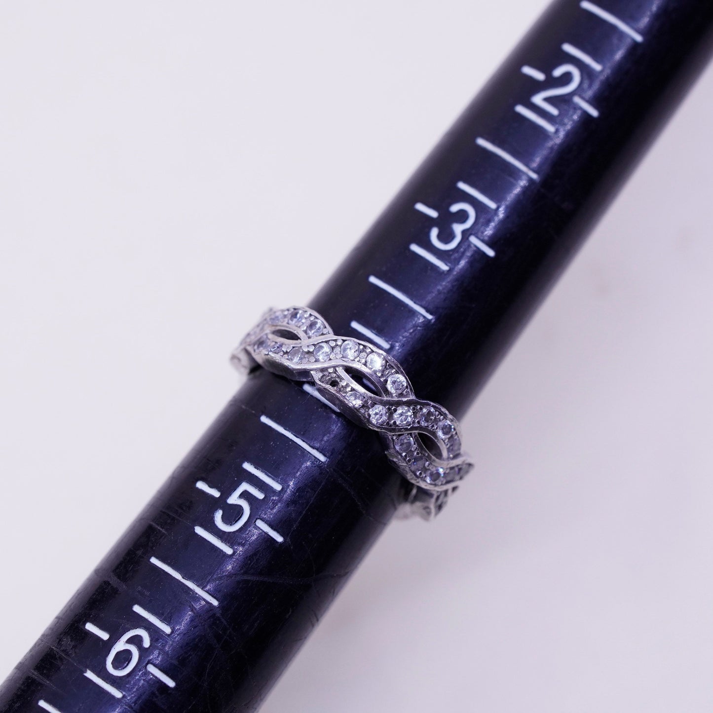 Size 4, Vintage sterling silver handmade ring, engagement ring with cz