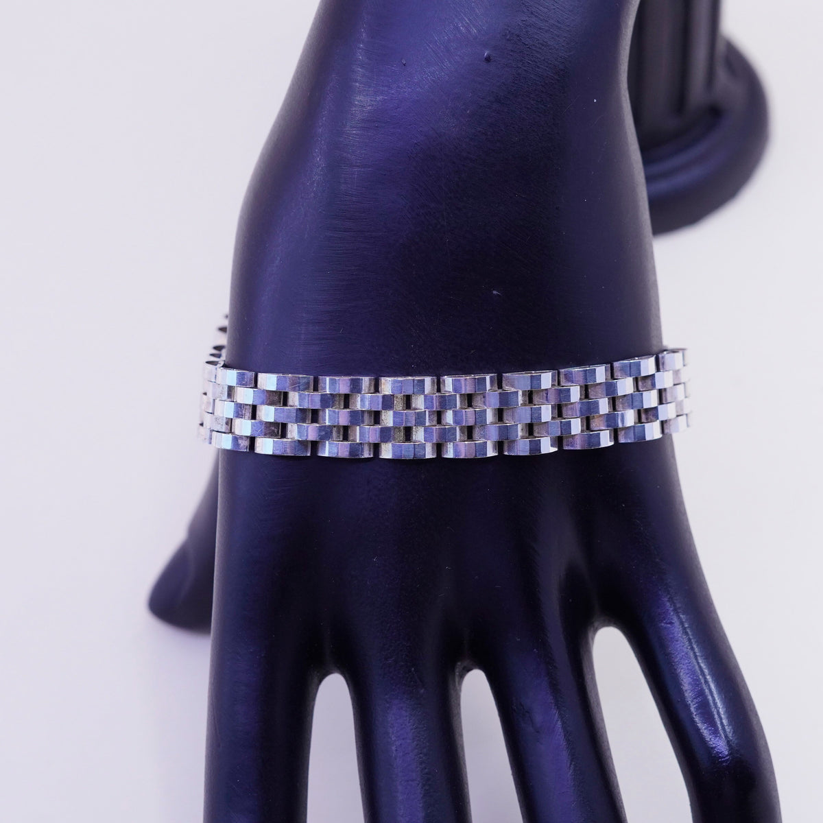 7.5” 10mm, vintage Italy Milor Sterling 925 Silver 925 Mesh chain Bracelet