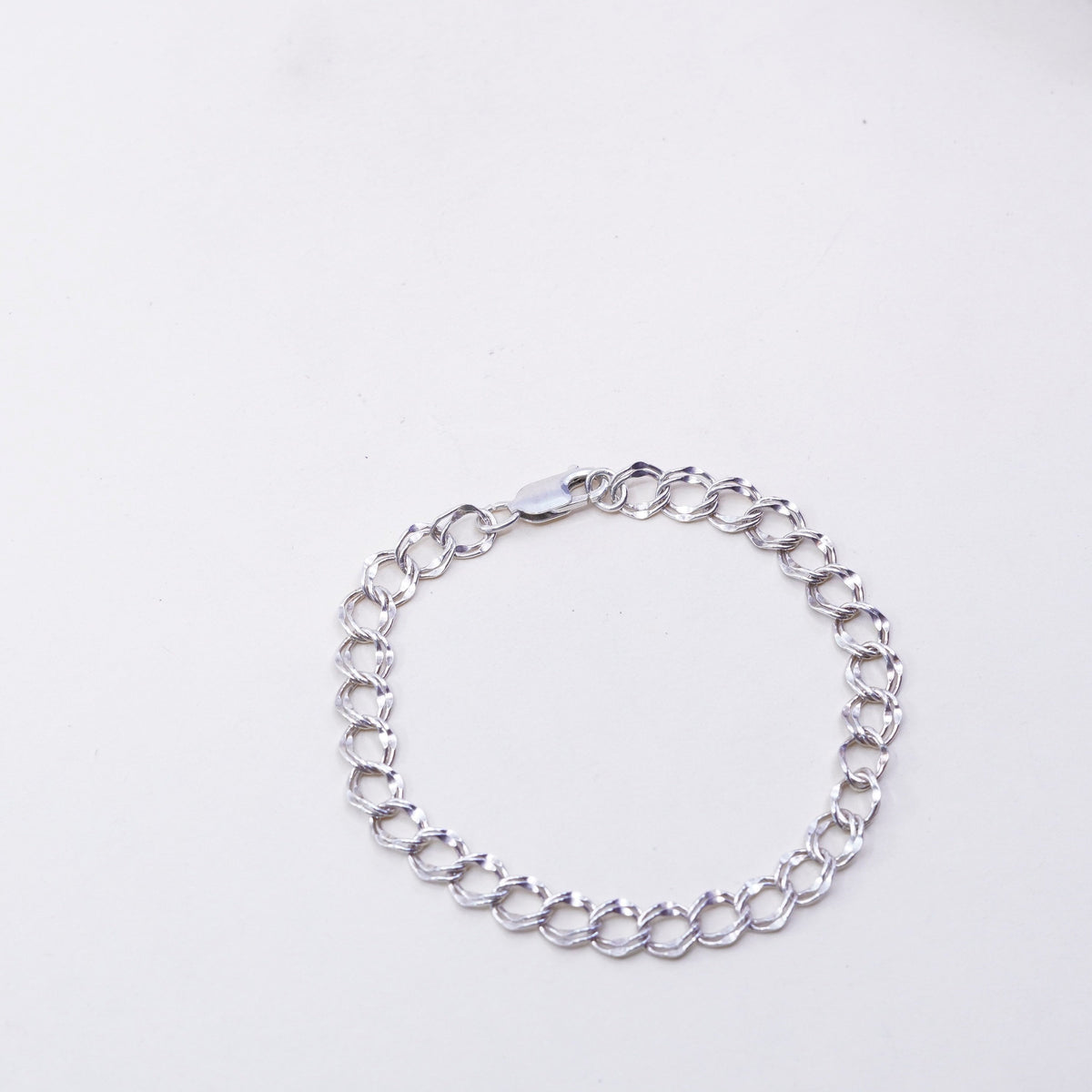 7.75”, 8mm, Vintage sterling silver double curb bracelet, 925 chain