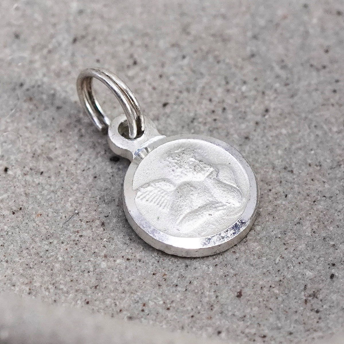 Vintage sterling silver handmade pendant, 925 angel charm