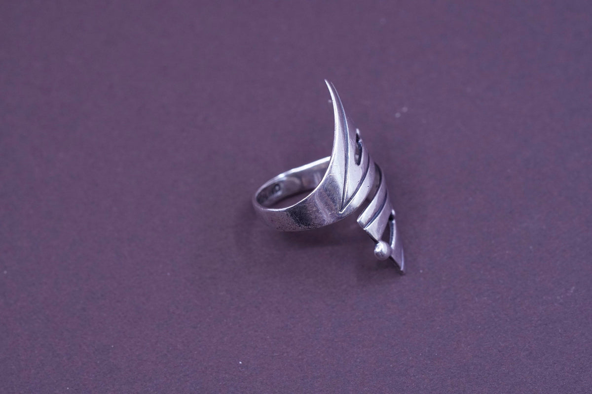 sz 8, mexico Taxco Sterling 925 silver handmade ring, EDP 925 modern wrap band