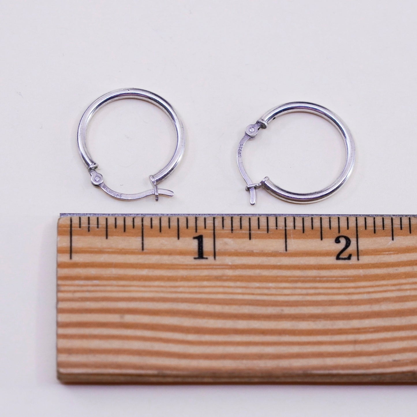 0.75”, Vintage sterling 925 silver loop earrings, minimalist primitive hoops