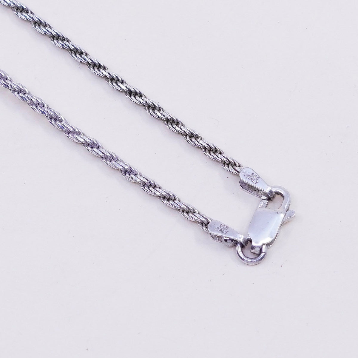 18” 1.6mm, vintage sterling silver necklace, 925 rope chain