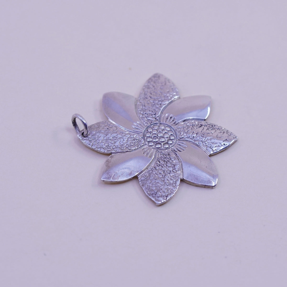 Vintage Sterling silver handmade pendant, 925 flower charm