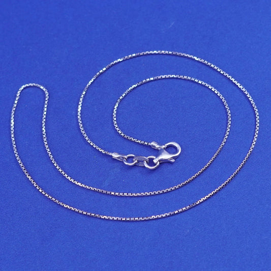 18”, 1mm, vintage Sterling silver necklace, 925 box chain