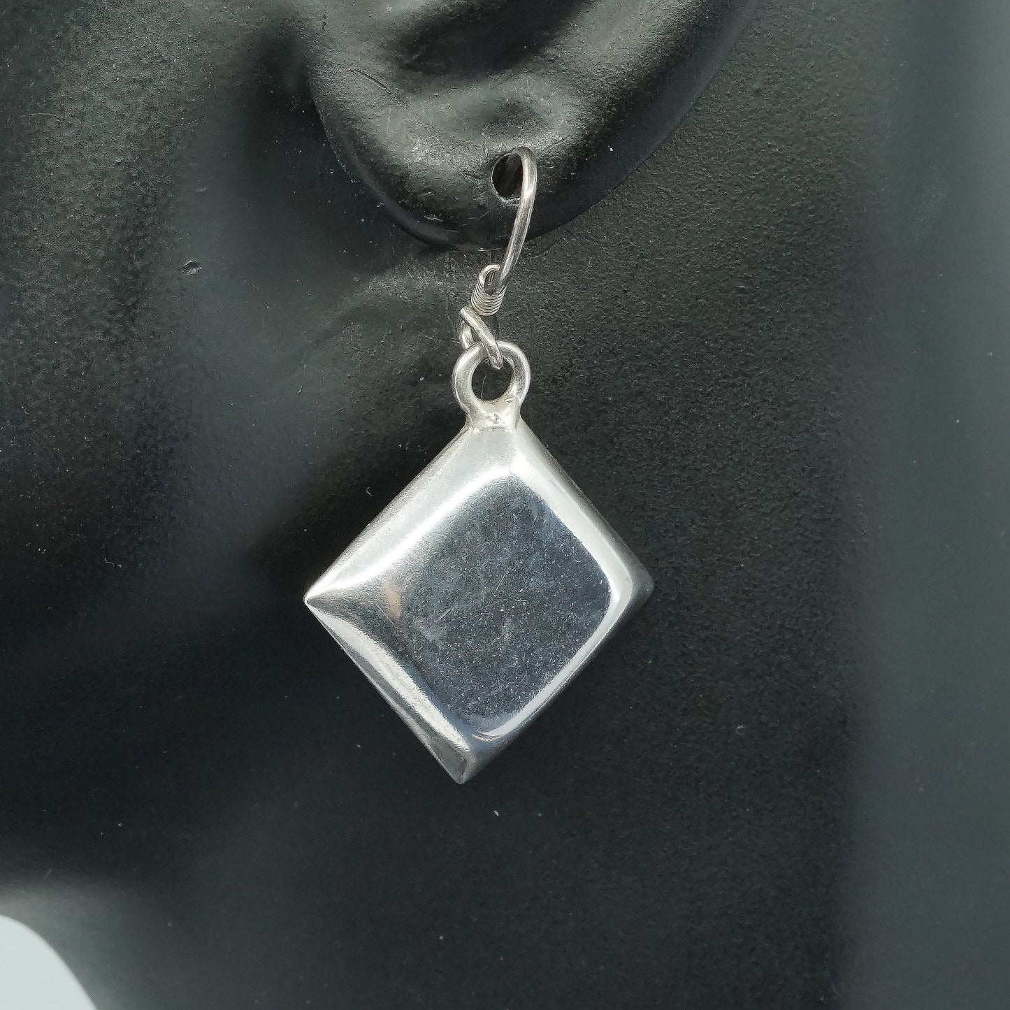 vtg sterling silver handmade earrings, mexico 925 w/ square drops,