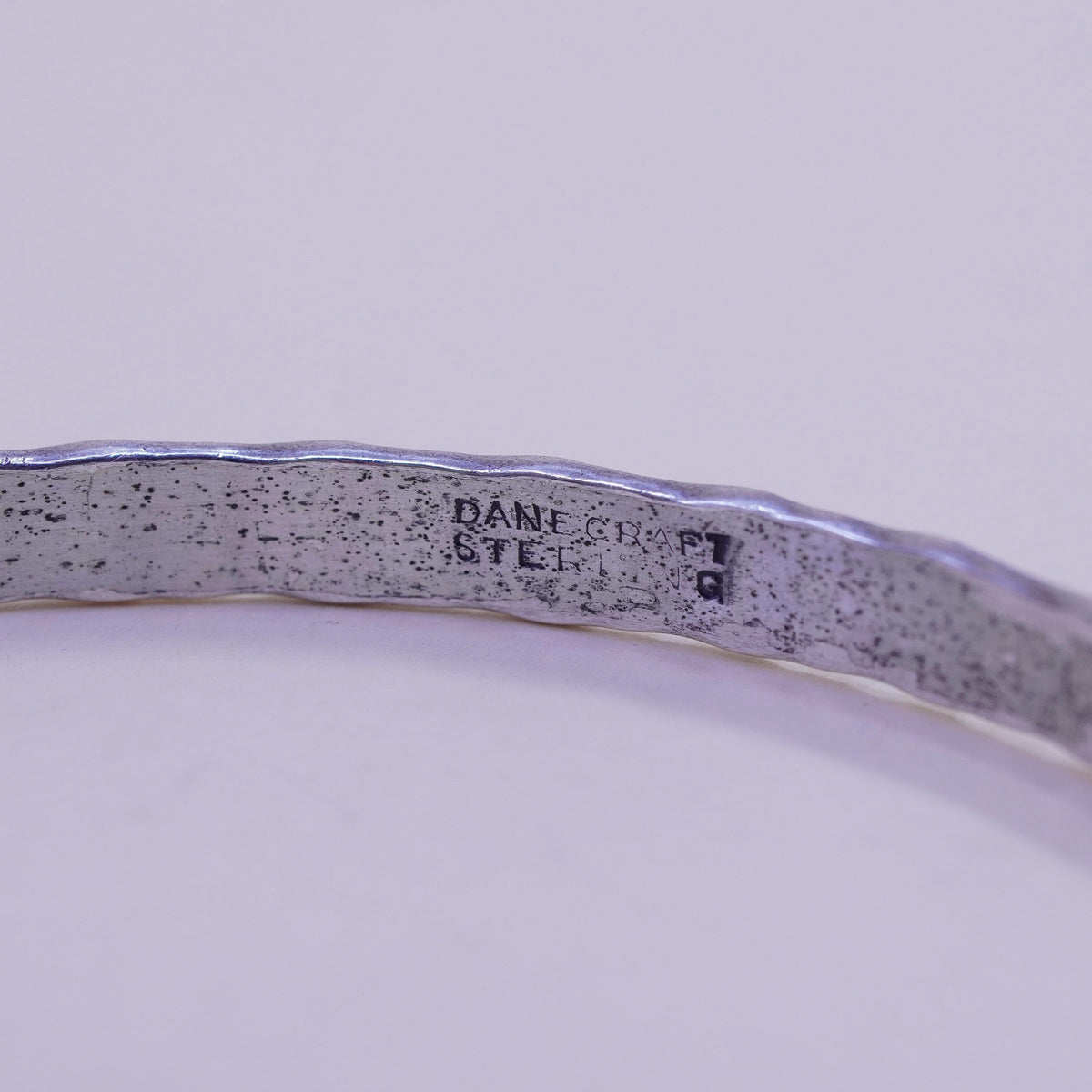 8”, danecraft sterling silver handmade 925 silver bracelet, textured bangle