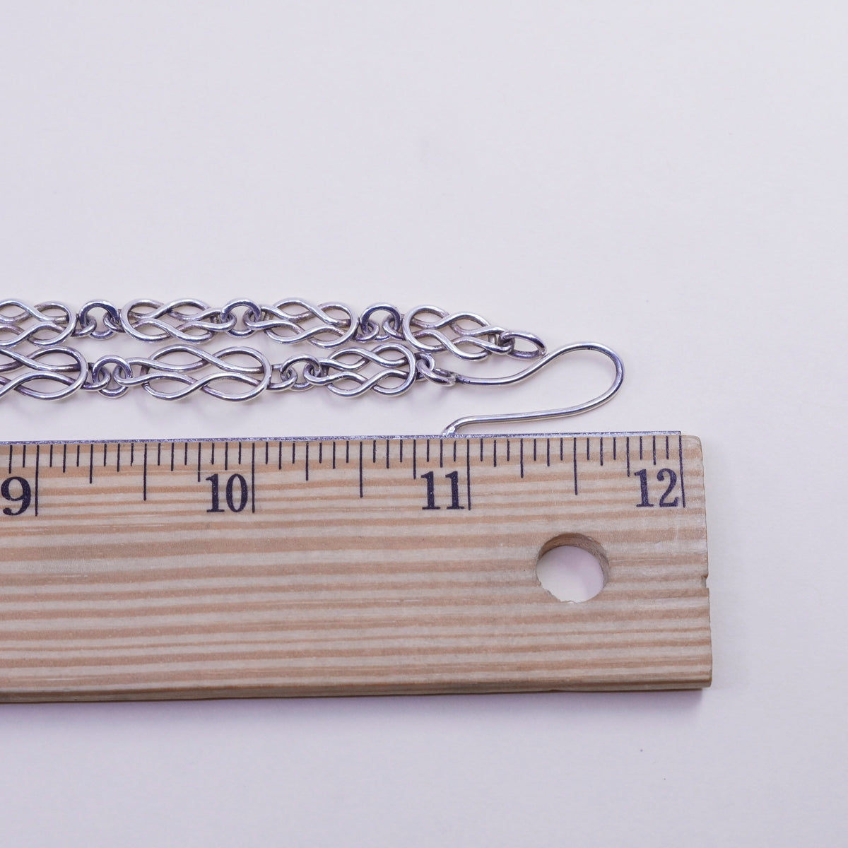 21”, 9mm, Vintage sterling silver entwined link chain, Italy 925 necklace