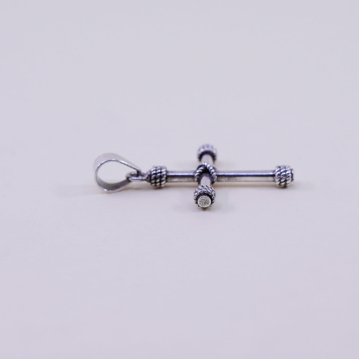 Vintage mexico handmade Sterling silver pendant, 925 cross with cable