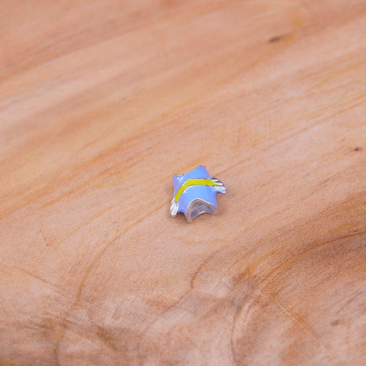 Vintage Sterling silver handmade charm, 925 colorful enamel fish pendant