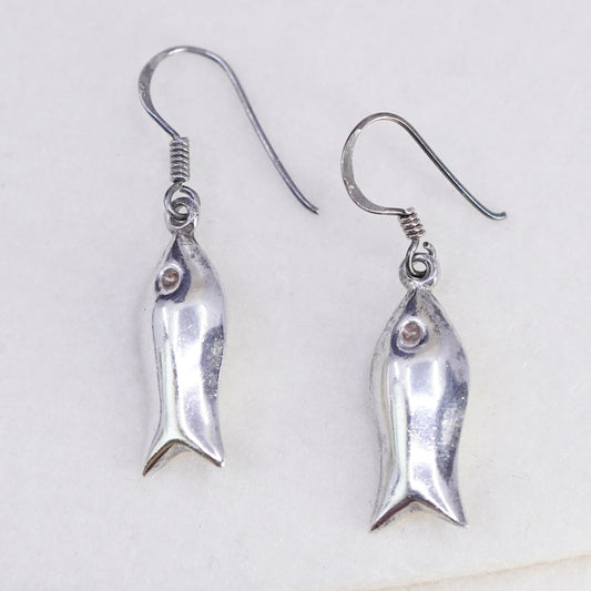 Vintage Sterling 925 silver fish earrings
