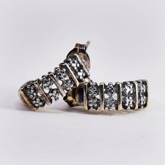 0.5”, vermeil gold over sterling silver earrings, 925 hoops huggie real diamond