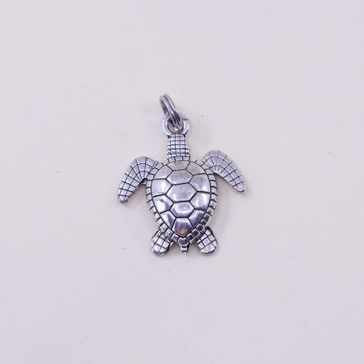 Vintage sterling silver handmade pendant, 925 turtle charm