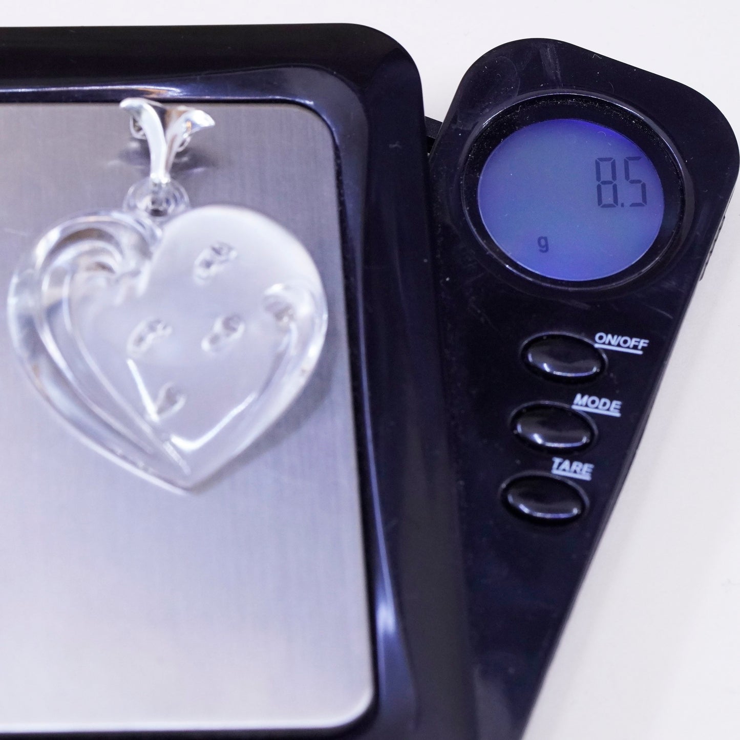 Lenox vintage glass heart with footprint embossed and Sterling 925 silver bail