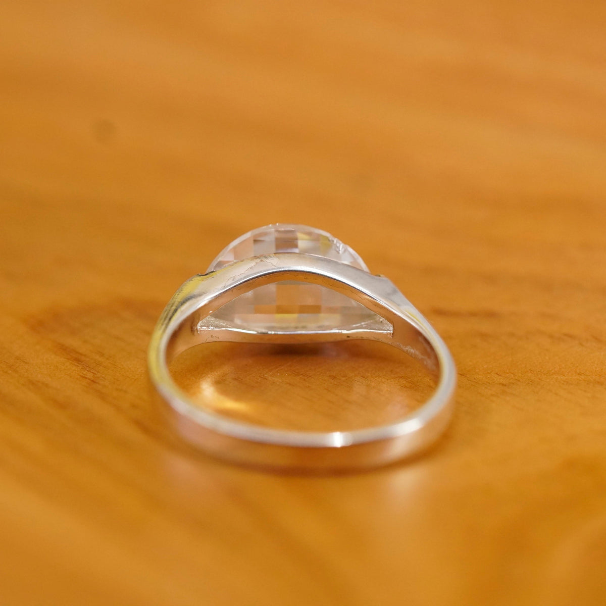 Size 7.25, vintage Sterling 925 silver anniversary ring with clear cz