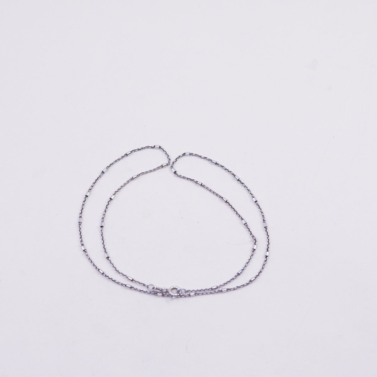 16”, 1mm, Vintage sterling silver beads chain, 925 necklace
