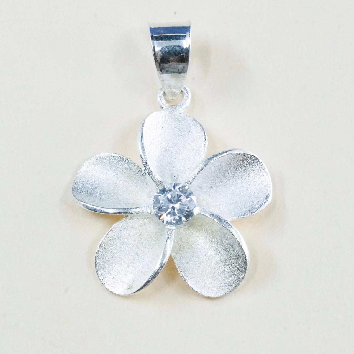 Vintage Sterling silver handmade pendant, 925 flower charm with Cz