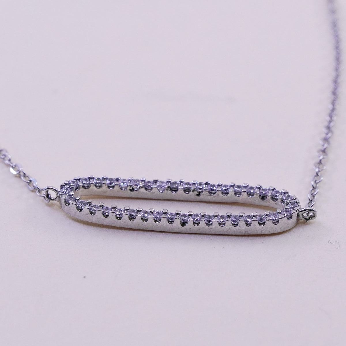 6.75+1”, sterling silver handmade bracelet, Italy 925 circle chain with oval Cz