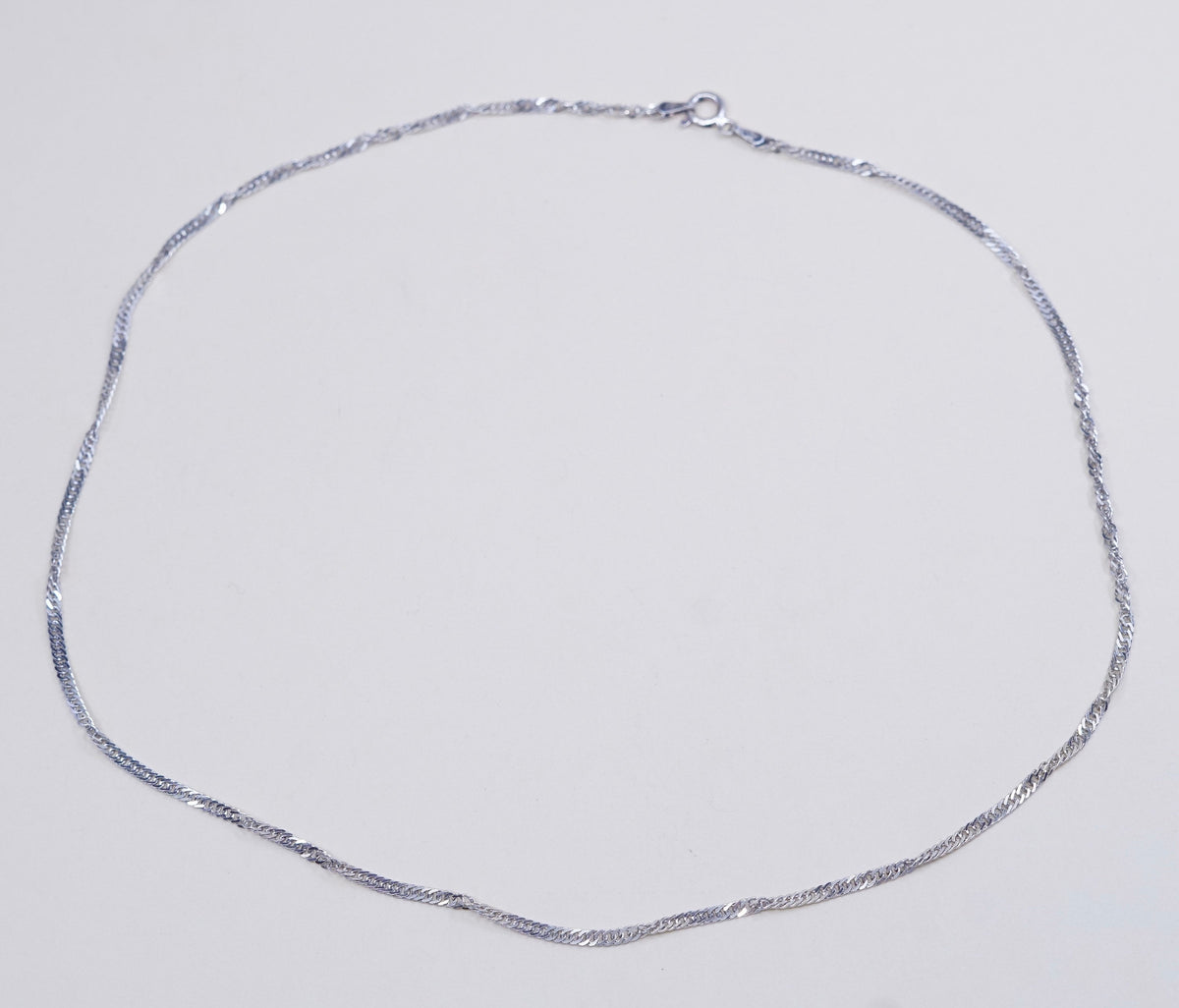 18”, 2mm, Vintage sterling silver Italy 925 twisted curb chain, necklace