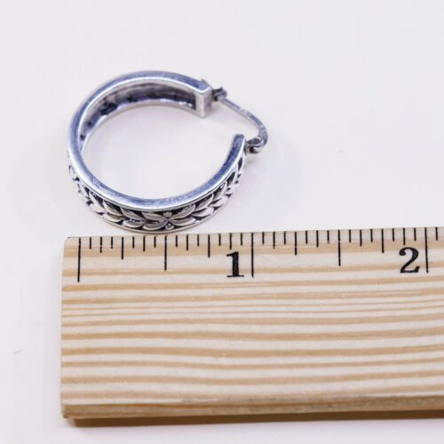 1”, VTG MNA sterling silver handmade earrings, 925 Textured hoops