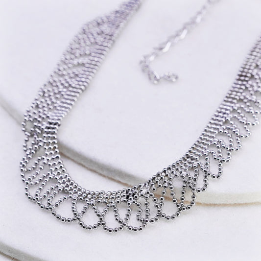 12+4”, vintage Sterling 925 silver multi strands choker collar necklace