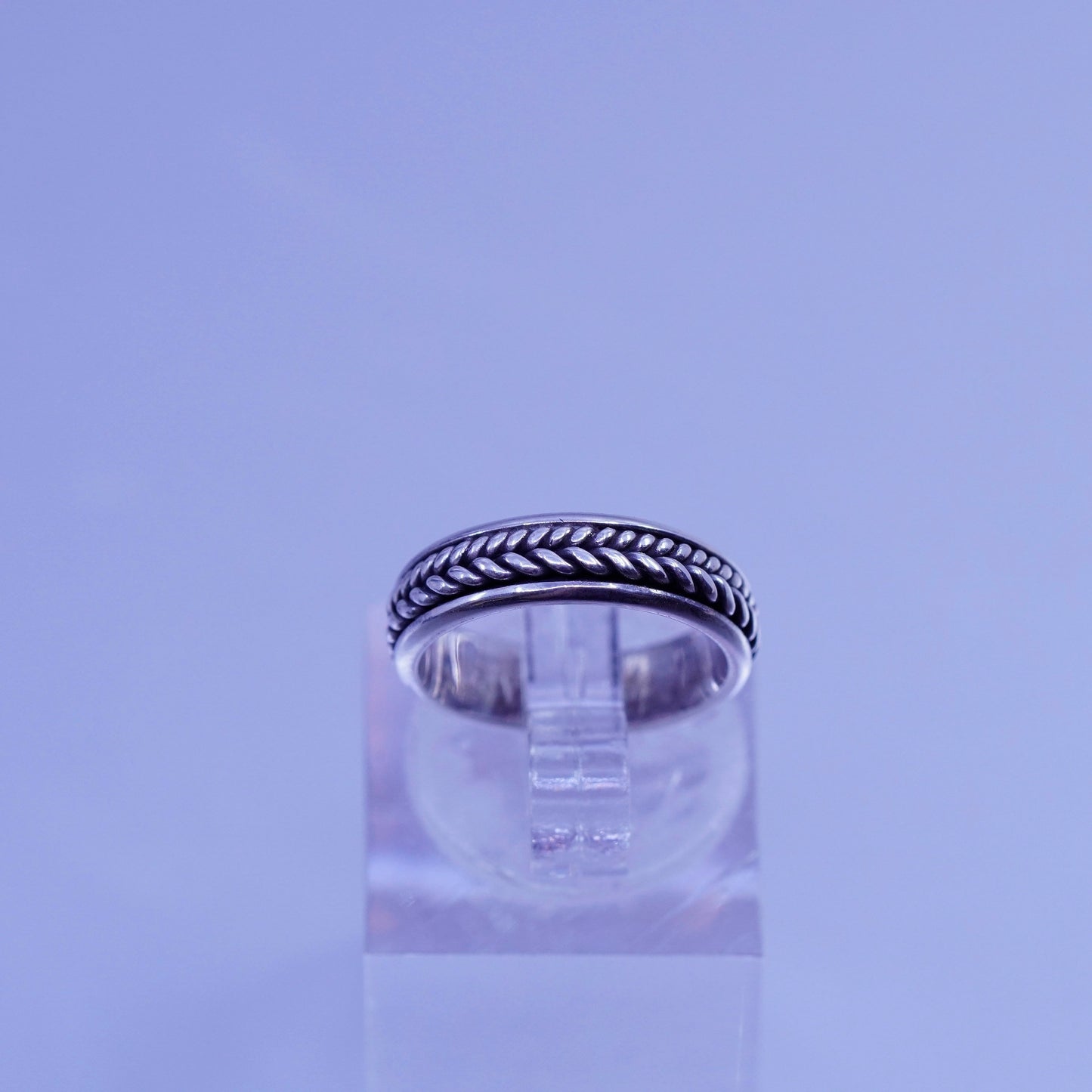 Size 3, vintage BA Suarti Sterling 925 silver open pinky ring, band with cable