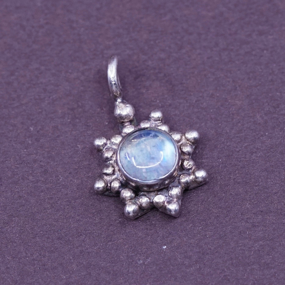 Vintage Sterling 925 Silver Handmade Pendant with moonstone and beads