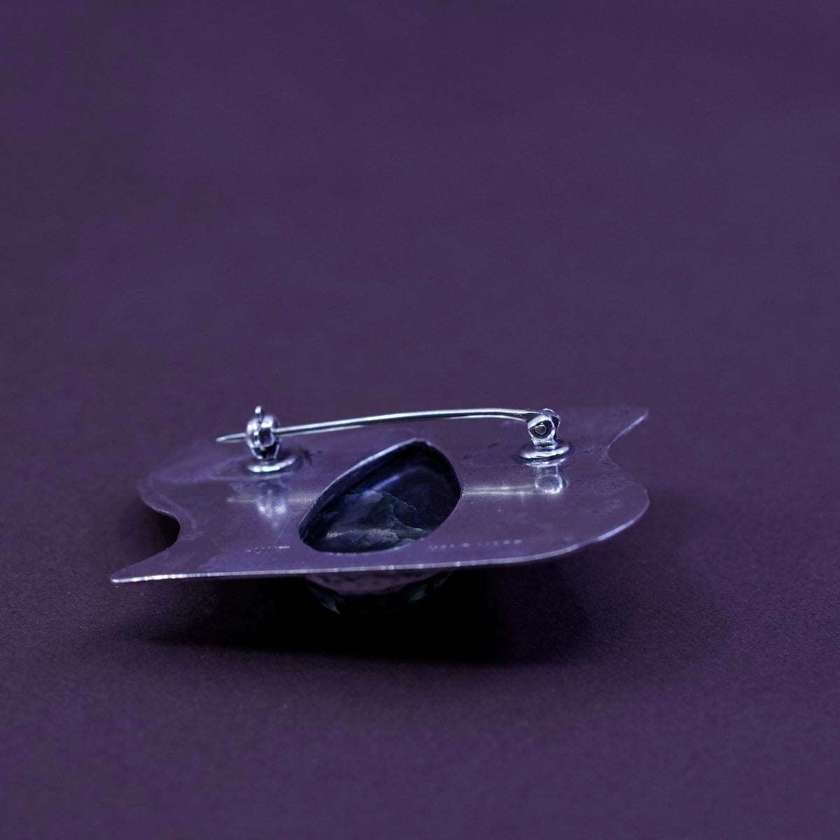 Vintage handmade sterling 925 silver modern brooch with teardrop sodalite