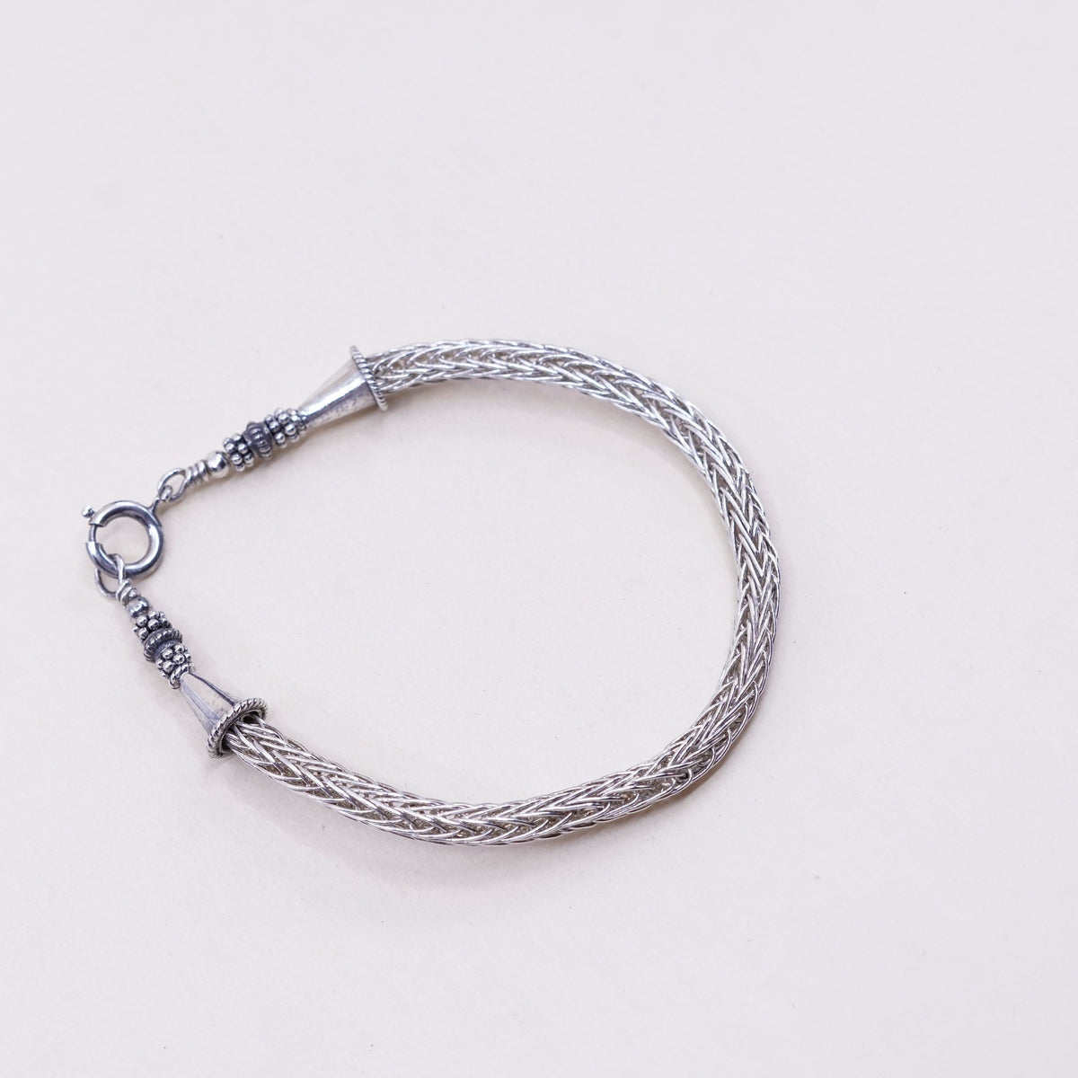 7”, 5mm, Vintage sterling silver handmade bracelet, 925 wheat chain