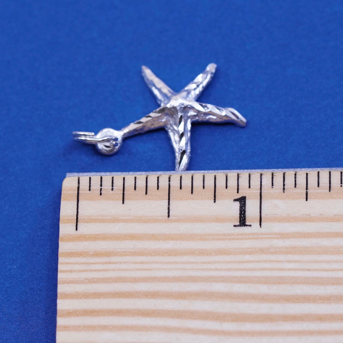 Vintage Sterling silver handmade pendant, 925 starfish charm, stamped 925