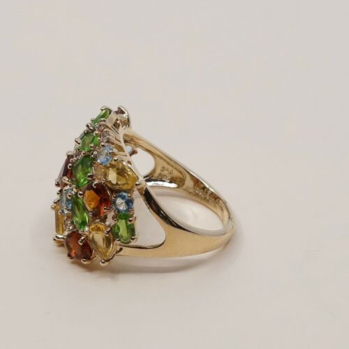 Sz 10.25, vermeil, gold over Sterling Silver Ring, 925 Ring W/ amethyst, Citrine