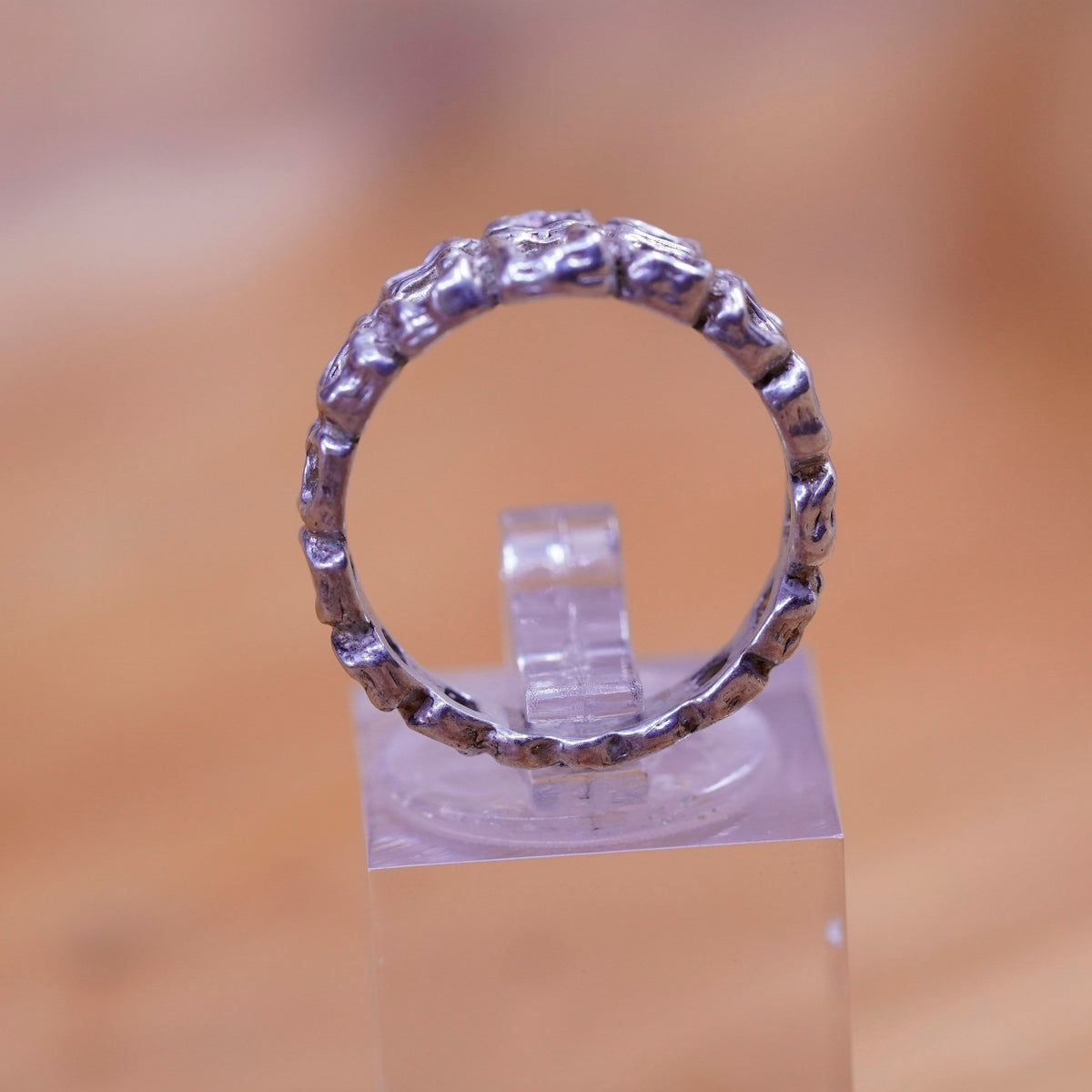 Size 7.25, Sterling silver handmade ring, southwestern style, 925 circle band