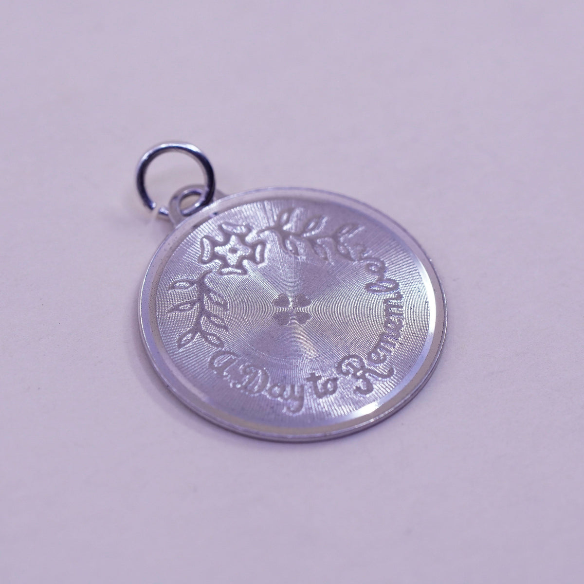 Vintage sterling 925 silver handmade pendant, “a day to remember” tag charm