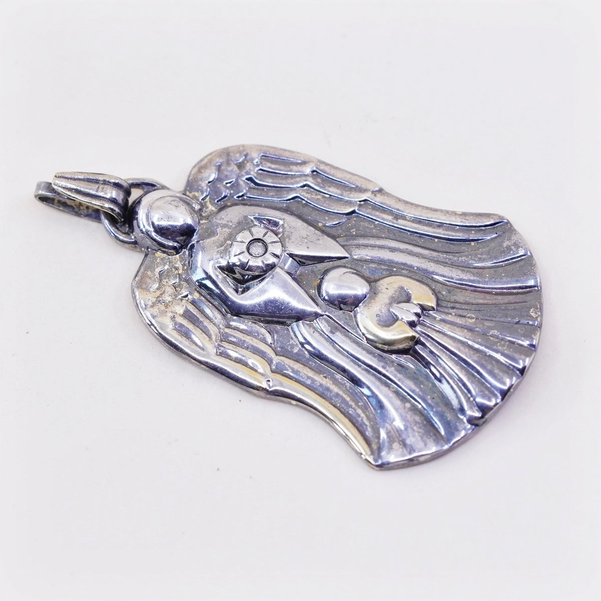 Gorham Sterling 925 silver Angel pendant with diamond. guardian Angel