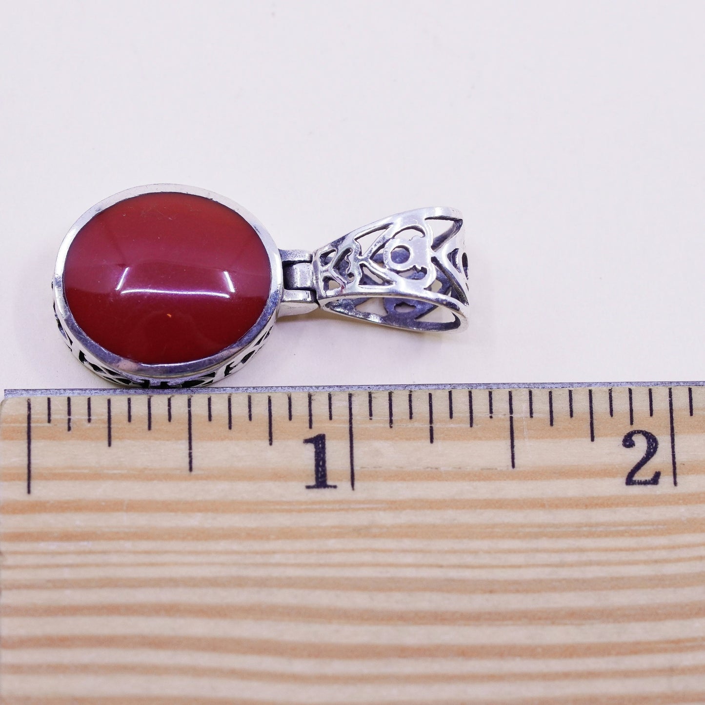 Silpada S1300sterling 925 silver handmade filigree pendant with red jasper