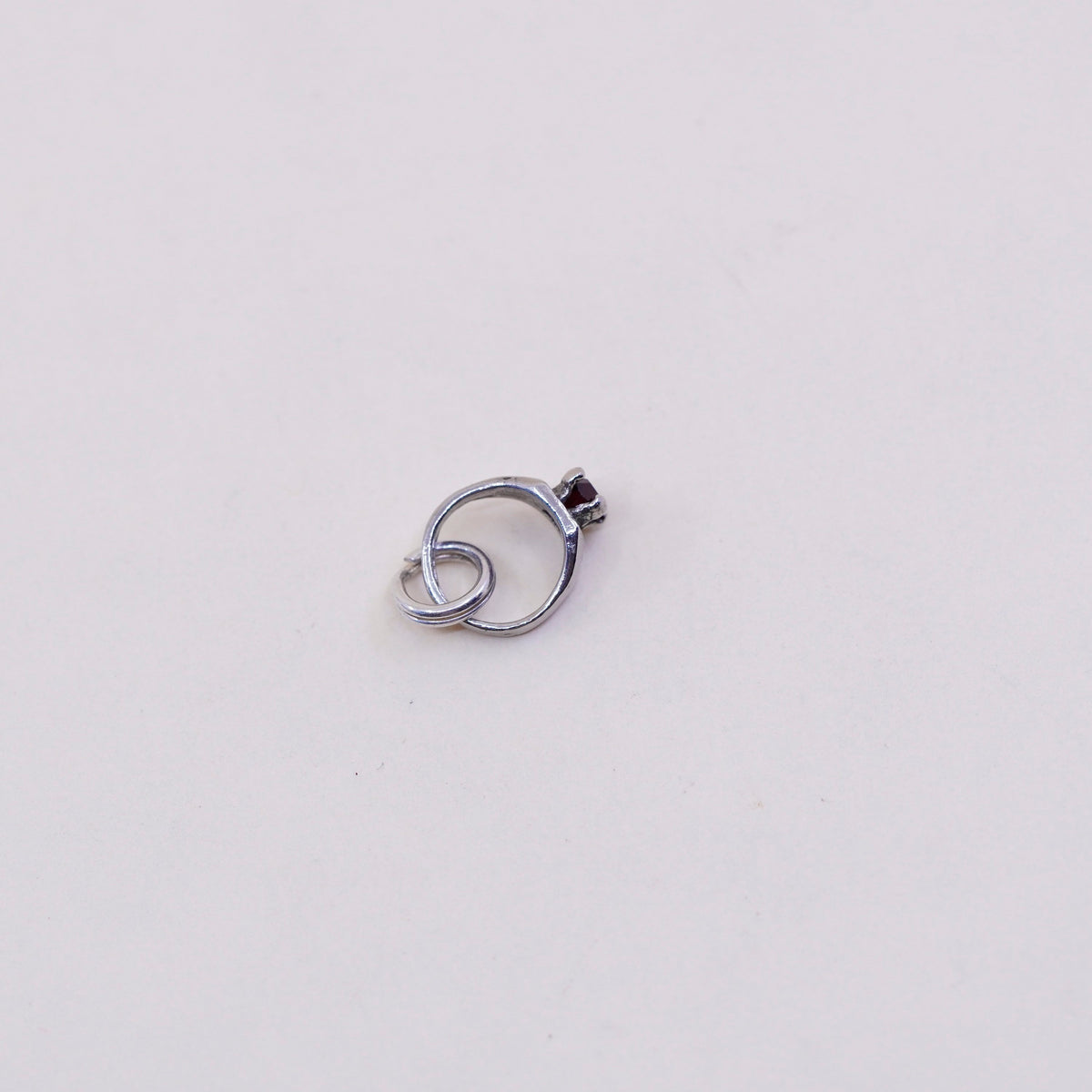 Vintage sterling silver Pendant, 925 engagement ring charm with ruby